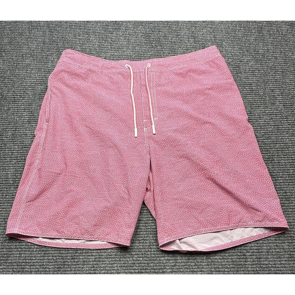 johnnie-O Swim Trunks Mens 2XL Pink Mesh Lined Drawstring Elastic 8in Inseam